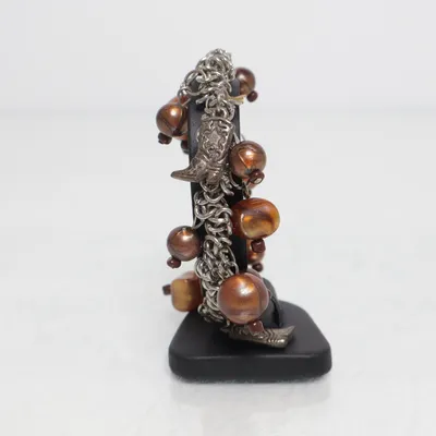 Armband (Silverfärgad, Brun) Okänd metall