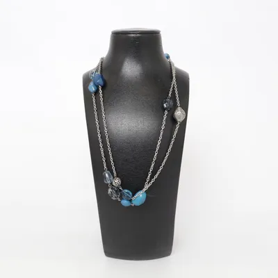 Halsband (Blå, Silverfärgad) från Glitter Okänd metall