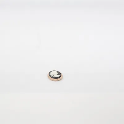 Brooch (Black, White, Gold) Unknown metal