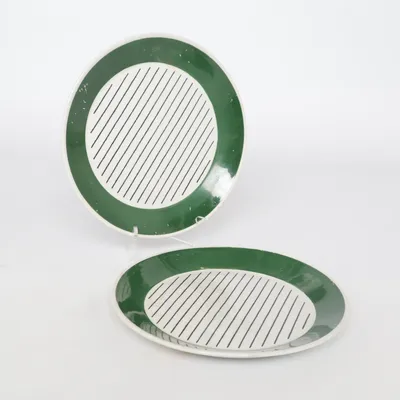 Plate (Green, White) from Gustavsberg
