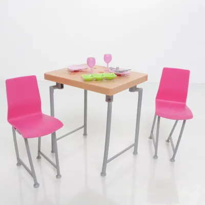 Dockskåpsmöbler (Rosa, Beige, Silverfärgad) från Mattel