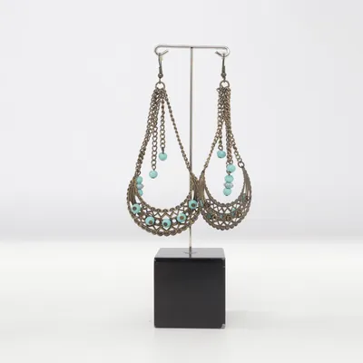 Earrings (Brown, Turquoise) Unknown metal