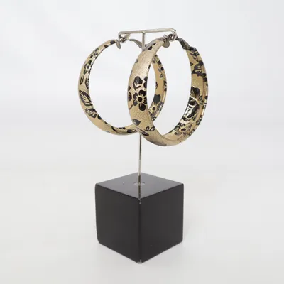 Earrings (Gold, Black) Unknown metal