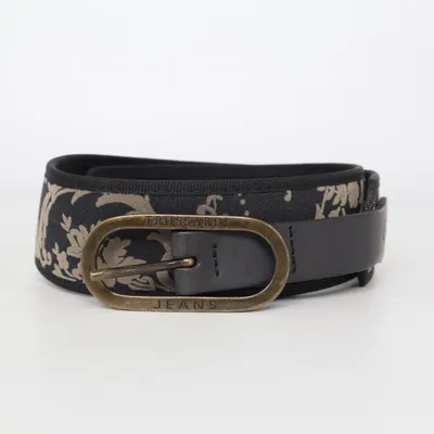 Belt (Black, Gray) from Trussardi Jeans Cotton, Leather