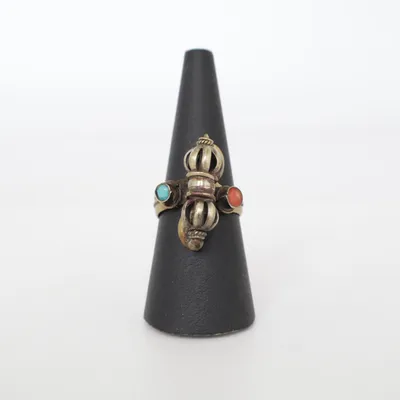 Ring (Silverfärgad, Turkos) Okänd metall