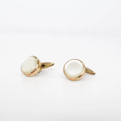 Cufflinks (Gold, White) Unknown metal