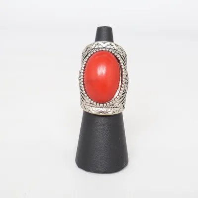Ring (Red, Silver) Unknown metal