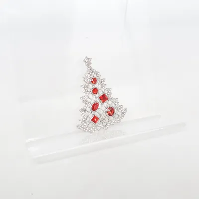 Brooch (Silver, Red) Unknown metal