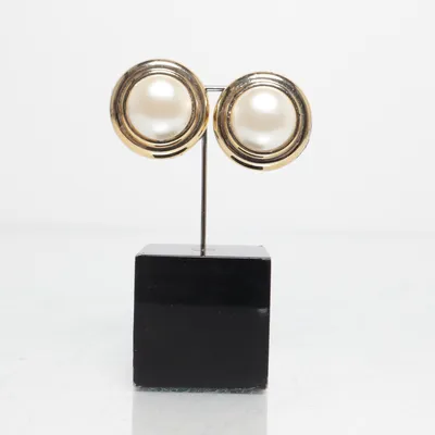 Clips-örhängen (Guldfärgad, Vit) Okänd metall