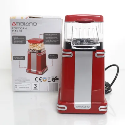 Popcorn machine (Rood, Transparant, Zwart) van Ambiano
