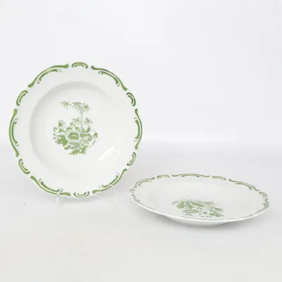 Tallrik (Vit, Grön) från Mitterteich Bavaria
