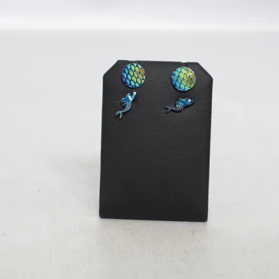 Boucles d'oreilles (Bleu, Multicolore) Métal inconnu