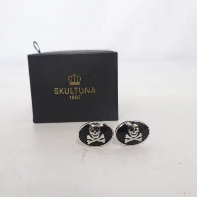 Manschettknappar (Svart, Silverfärgad, Vit) från Skultuna Okänd metall