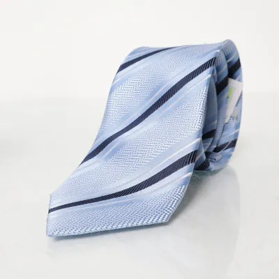 Stropdas (Blauw, Wit) van Enrico Mori Katoen, Polyester, Zijde