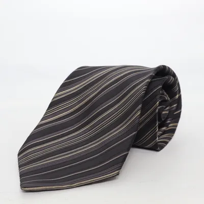 Stropdas (Zwart, Grijs) van Amanda Katoen, Linnen, Polyester, Zijde, Wol