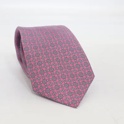 Cravate (Rose, Bleu) de Hermès Soie