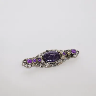 Broche (Argent, Violet) Métal inconnu