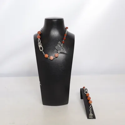 Jewelry set (Red, Silver, Multicolored) from Aska Unknown metal