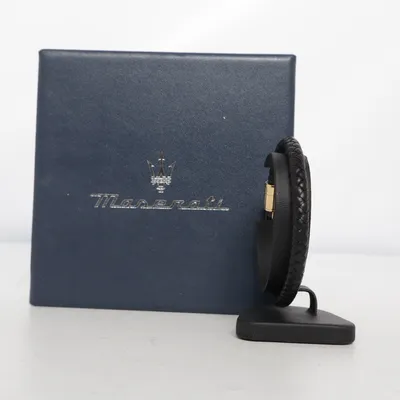 Bracelet (Black, Gold) from Maserati Leather, Unknown metal