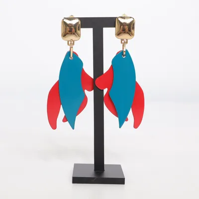 Boucles d'oreilles clips (Bleu, Rouge, Or) de Zara Métal inconnu