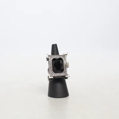 Klackring (Silverfärgad, Svart) från Alchemy Gothic Okänd metall, Tenn