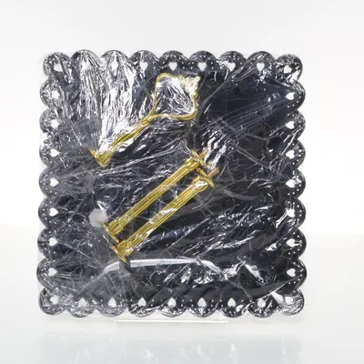 Våningsfat (Svart, Guldfärgad)