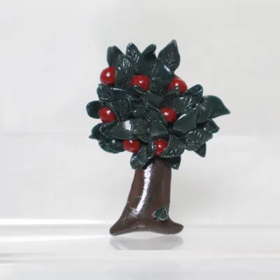 Brosch (Brun, Grön, Röd) Okänd metall