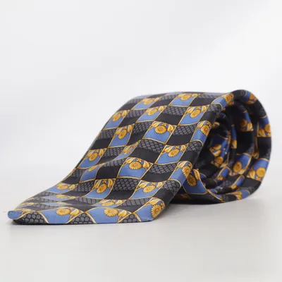Tie (Blue, Black, Gold) from Lanvin Silk