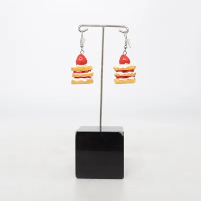 Earrings (Red, White, Brown) Unknown metal