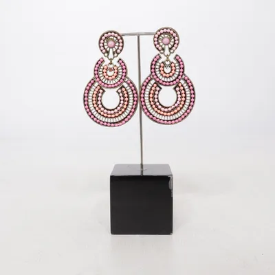 Boucles d'oreilles (Rose, Orange, Multicolore) Métal inconnu