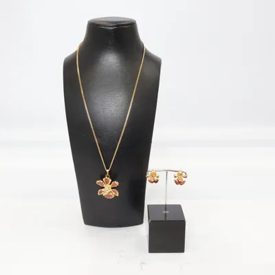 Smyckesset (Guldfärgad, Rosa) Okänd metall