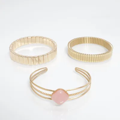 Armband (Guldfärgad, Rosa) Okänd metall, Guldpläterad, Bärnsten