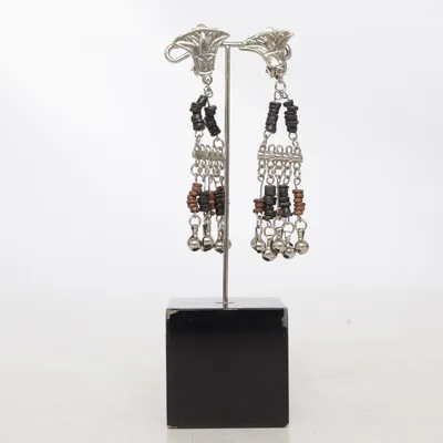 Clip on earrings (Silver, Black, Brown) Unknown metal