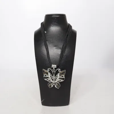 Halskæde (Sort, Sølv) Ukendt metal