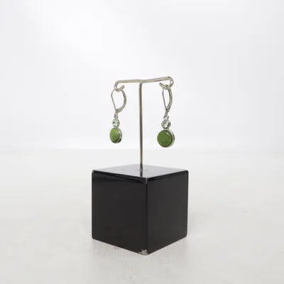 Earrings (Green, Silver) Unknown metal