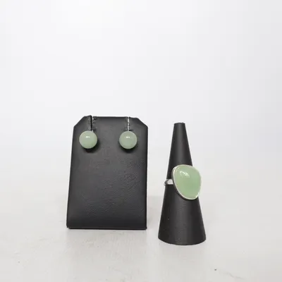 Parure de bijoux (Vert, Argent) Métal inconnu