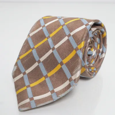Stropdas (Bruin, Blauw, Geel, Wit) van Windsor Zijde