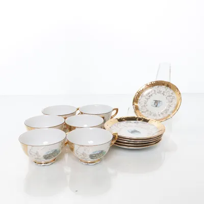 Servis (Vit, Guldfärgad, Blå)