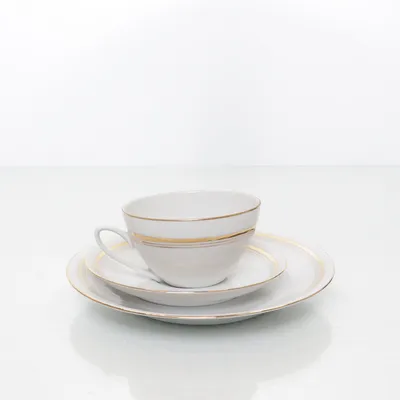 Servis (Vit, Guldfärgad)