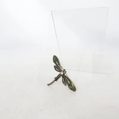Brosch (Grön, Silverfärgad) Okänd metall