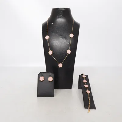 Smykkesæt (Guld, Pink) Ukendt metal