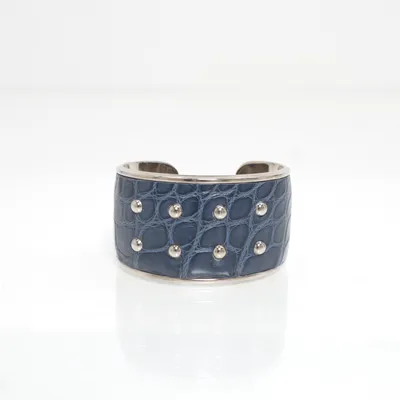 Armring (Blå, Silverfärgad) från Tod's Okänd metall, Skinn