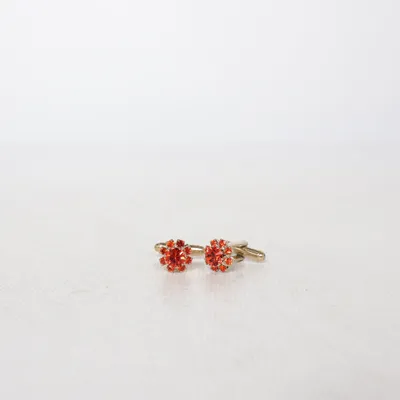 Manchetknopen (Rood, Goud) Onbekend materiaal, Glas