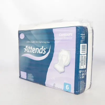 Incontinence pads (Blue, Purple, White) from Attends