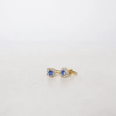 Manchetknopen (Goud, Blauw) Onbekend materiaal, Glas