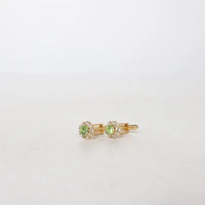 Cufflinks (Gold, Green) Unknown metal, Glass