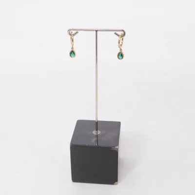 Boucles d'oreilles (Or, Vert) Métal inconnu