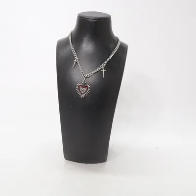 Necklace (Silver, Red) Unknown metal