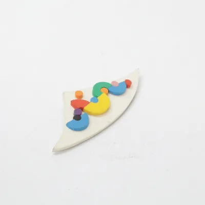 Brooch (White, Multicolored) Unknown metal