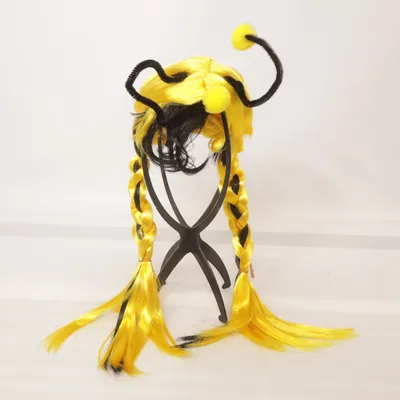 Perruque (Jaune, Noir) Polyester